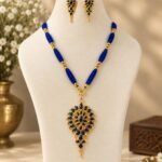 Premium Assamese Gohona Dugdugi Necklace Set – Blue