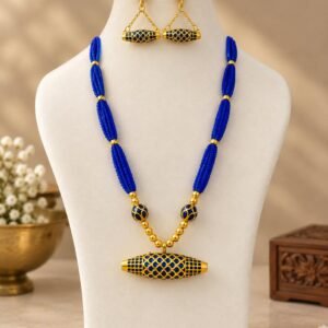 premium-assamese-gohona-maduli-necklace-set-royal-blue Premium Assamese Gohona Maduli Necklace Set – Royal Blue