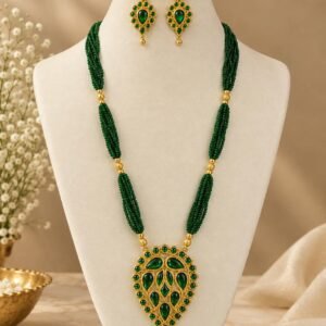 premium-copper-base-gold-plated-assamese-dugdugi-bridal-jewellery-set-green Premium Copper Base Gold-Plated Assamese Dugdugi Bridal Jewellery Set – Green