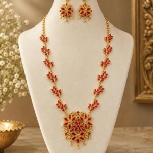 premium-copper-base-gold-plated-assamese-eri-pat-bridal-jewellery-set-red Premium Copper Base Gold-Plated Assamese Eri Pat Bridal Jewellery Set – Red
